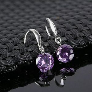 New Earrings Silver with Purple Gems/ Stones